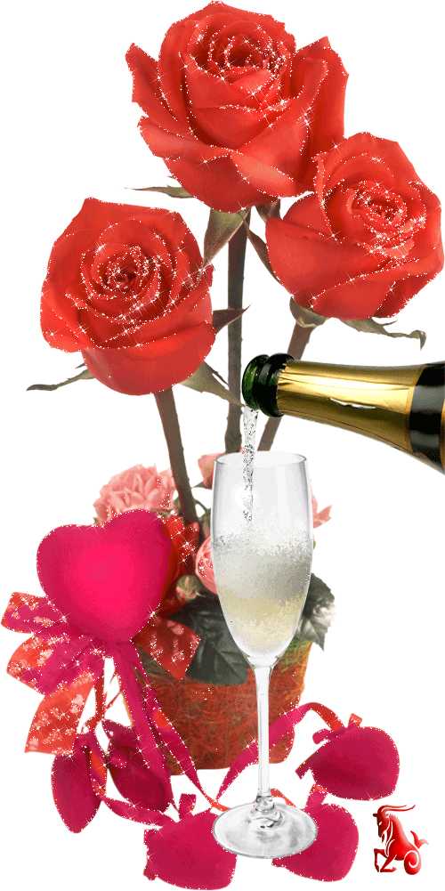Brokatowe róże z szampanem